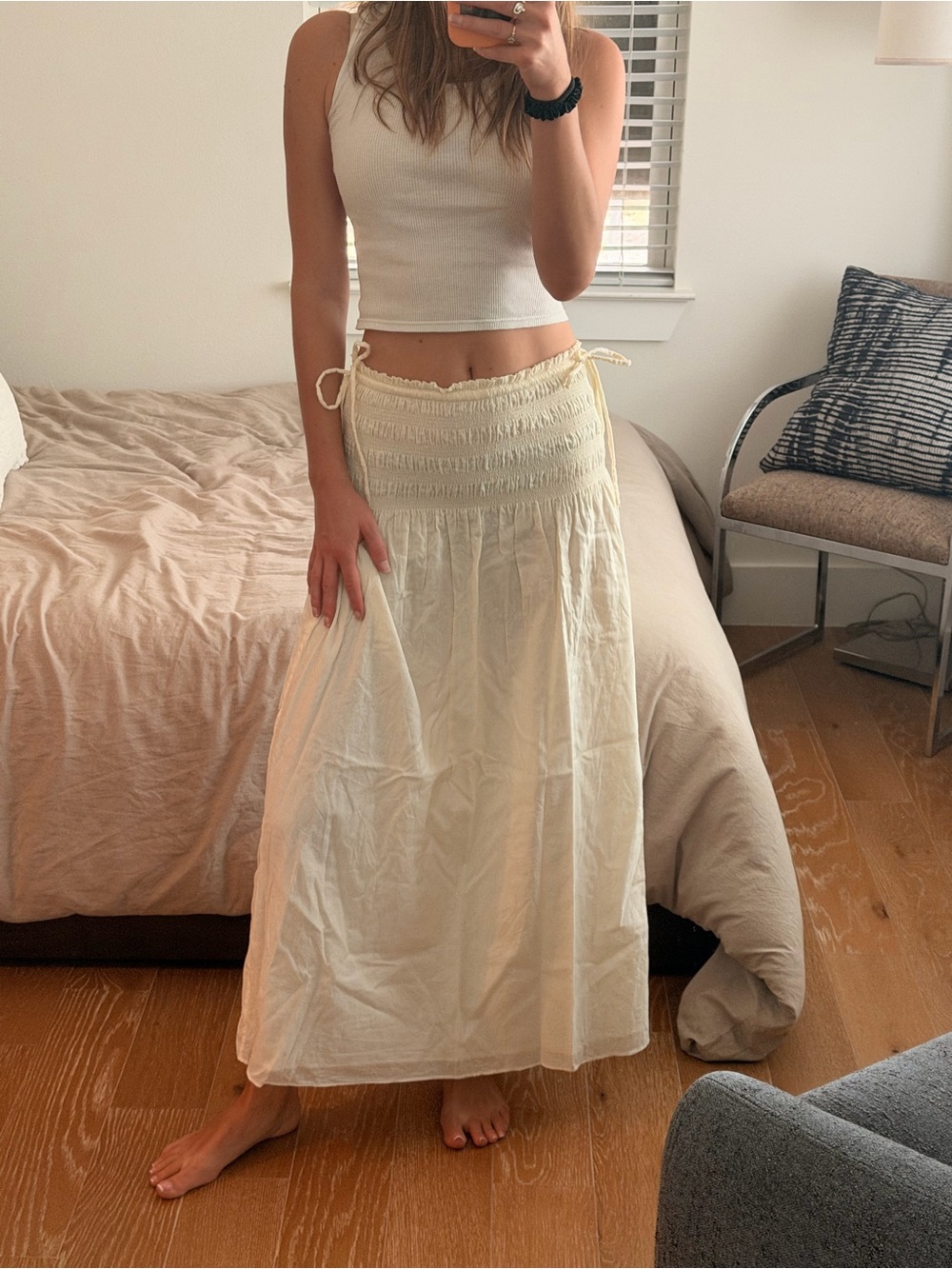 Modern Citizen Smocked Waist Maxi Skirt - Cream